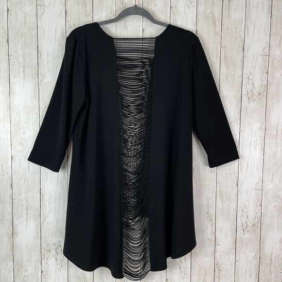 Joseph Ribkoff Black Tunic with Sheer Detail - Picture 5 of 8